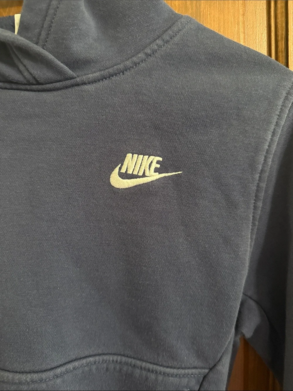 Nike Kids Navy Blue Hoodie with White Swoosh
